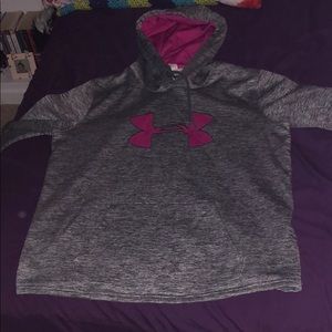 Gray and Pink Adidas Pullover Hoodie